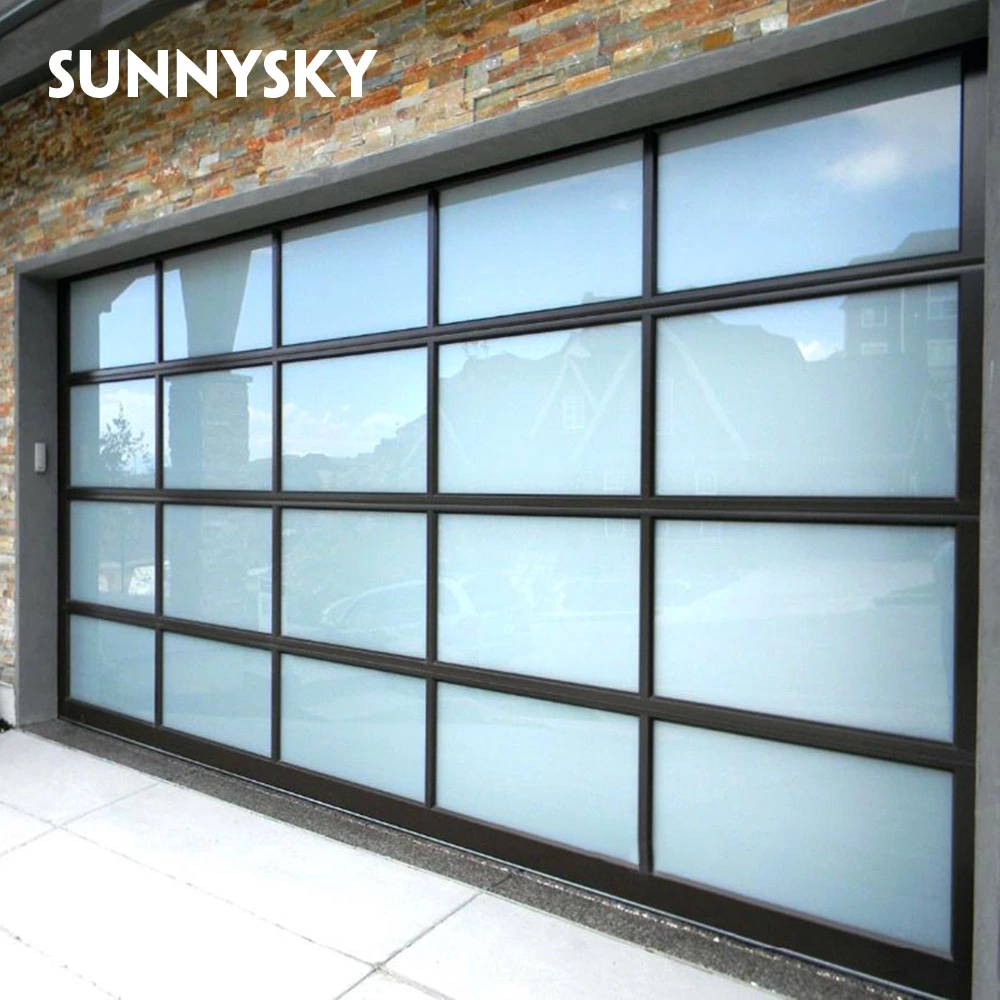 8x7 smart garage manual pulldown glass door