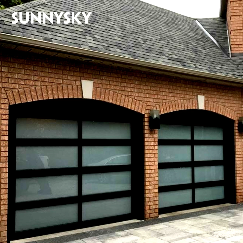 Automatic clear glass garage door with motor