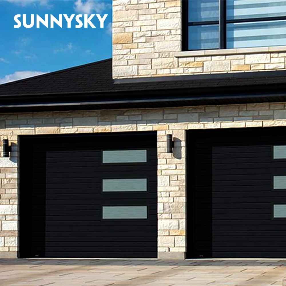 Australia new garage door gray with glass Panel