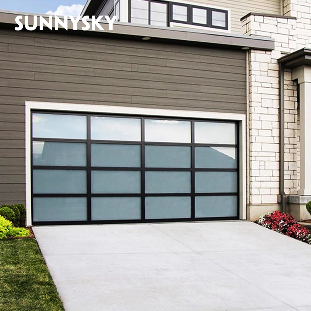 Flush mount aluminum automatic  garage door modern