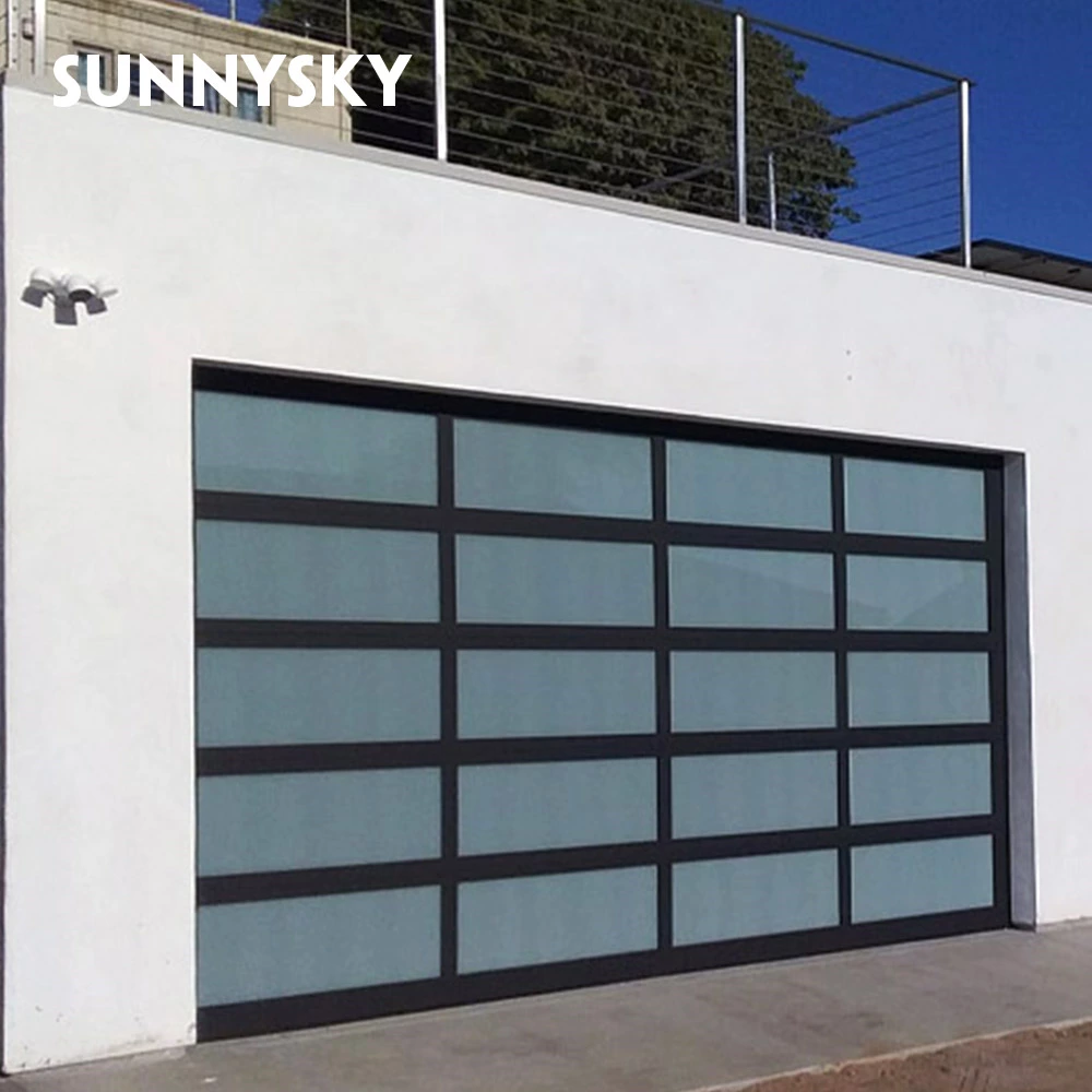 Composite aluminium garage doors with iron decoration