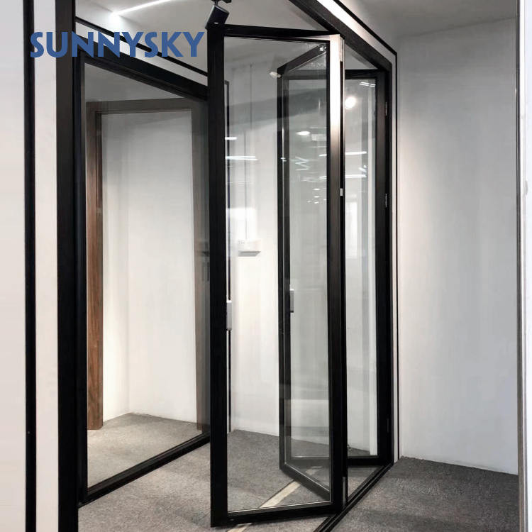 Aluminum Glass Sliding Bi Folding Doors And Windows Horizontal Folding ...