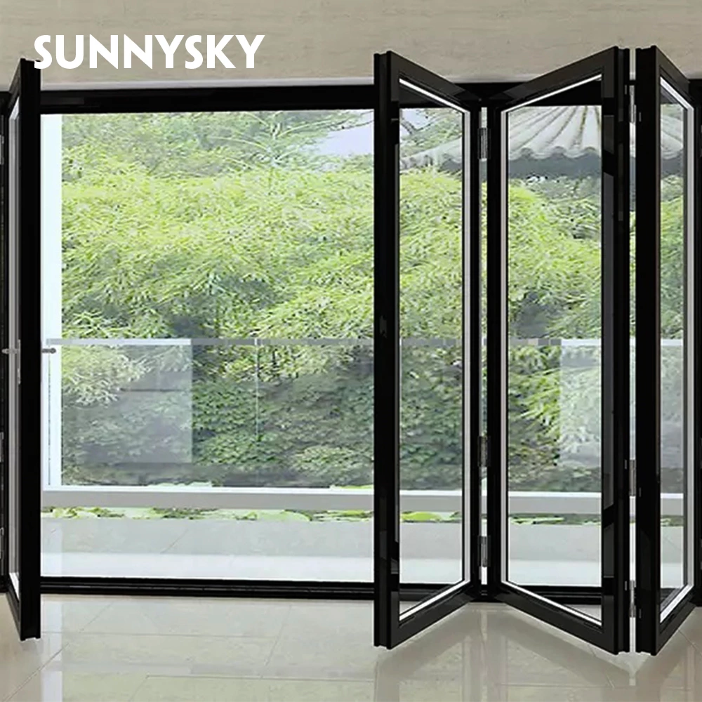 Standards Patio Soundproof Bifold Doors Tempered Glass Aluminum Folding Doors