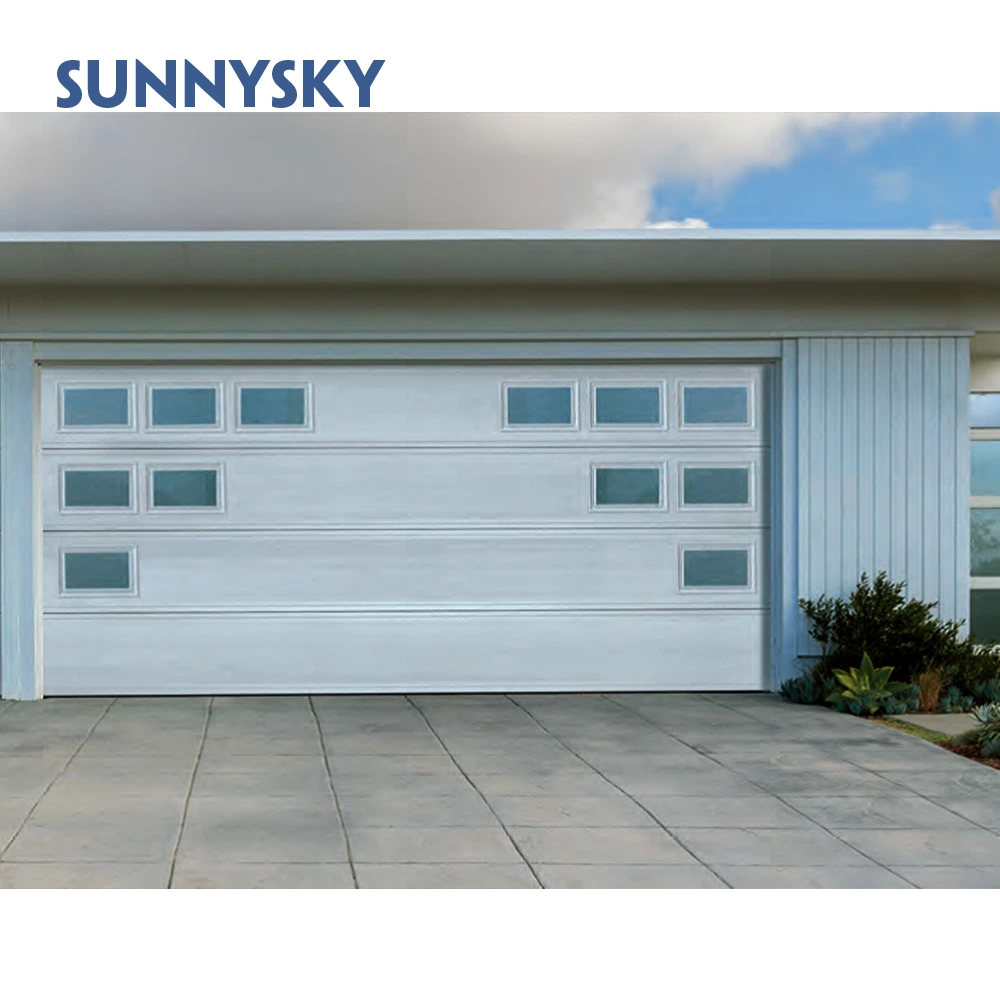 Transparent sectional single panel aluminum garage doors