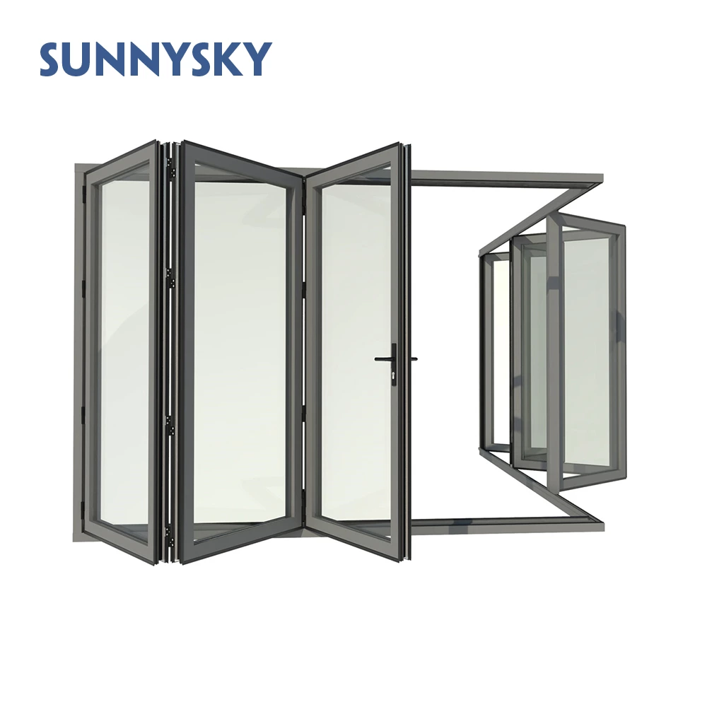 Modern aluminum alloy double tempered glass patio folding door