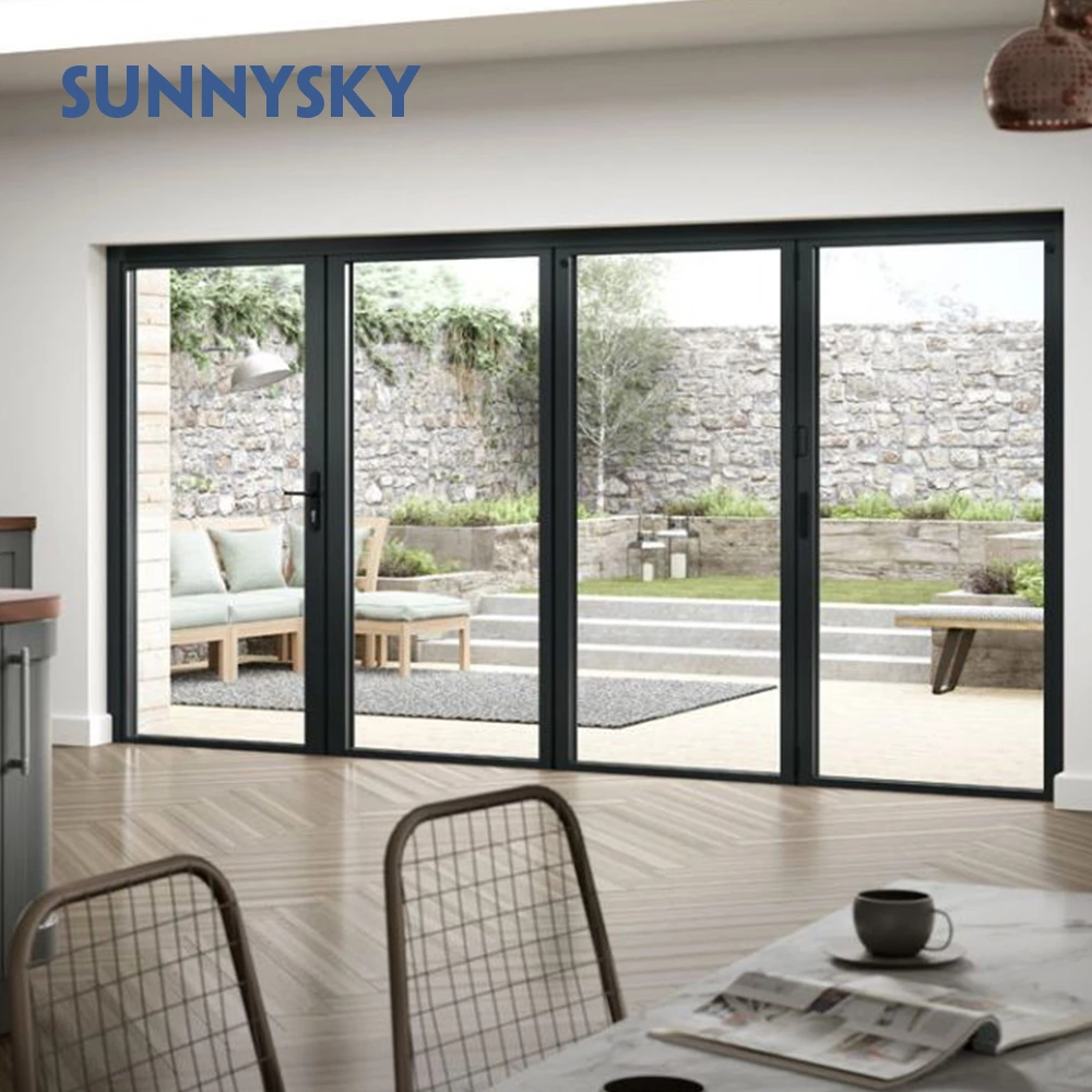 Latest Style Standard Soundproof Frameless Glass Door Bifold Door Frameless Folding Door