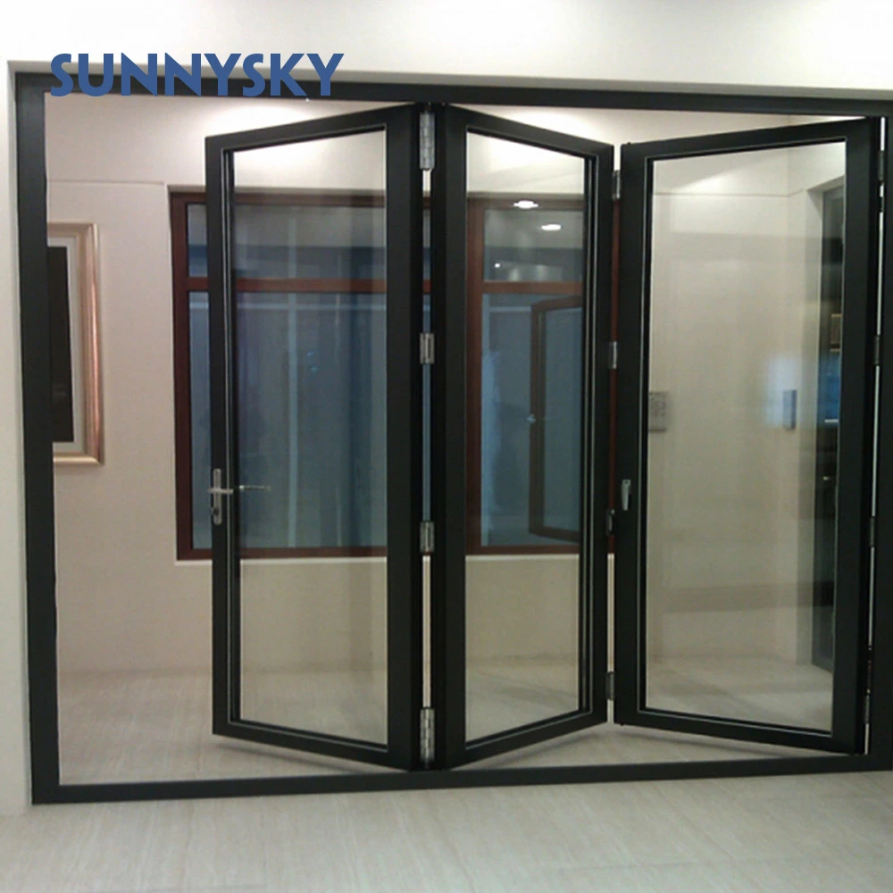 Modern Bi-Fold Glass Insulated Sliding Folding Tempered Glass Folding Door