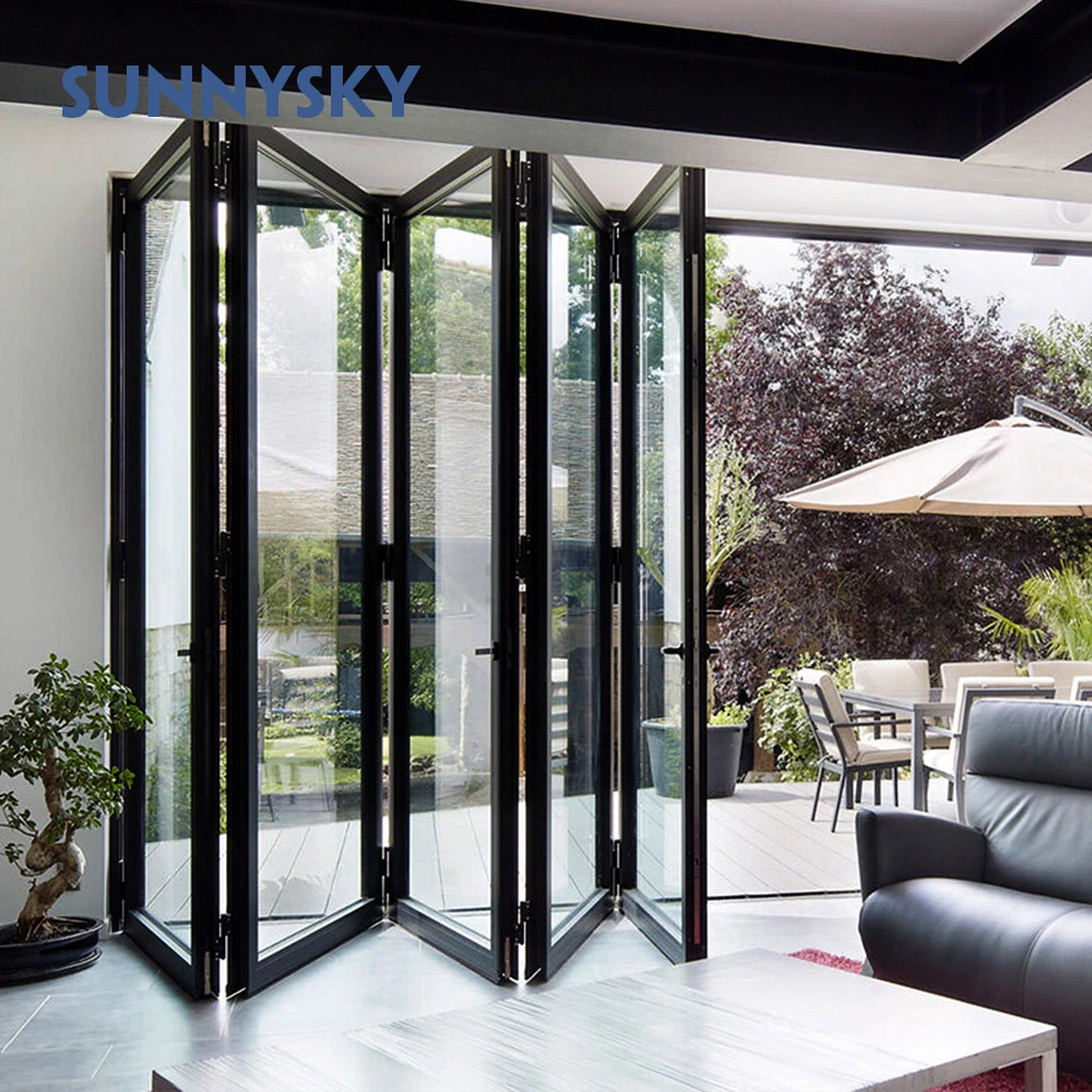 Double glazed patio door Aluminium glass folding door Exterior