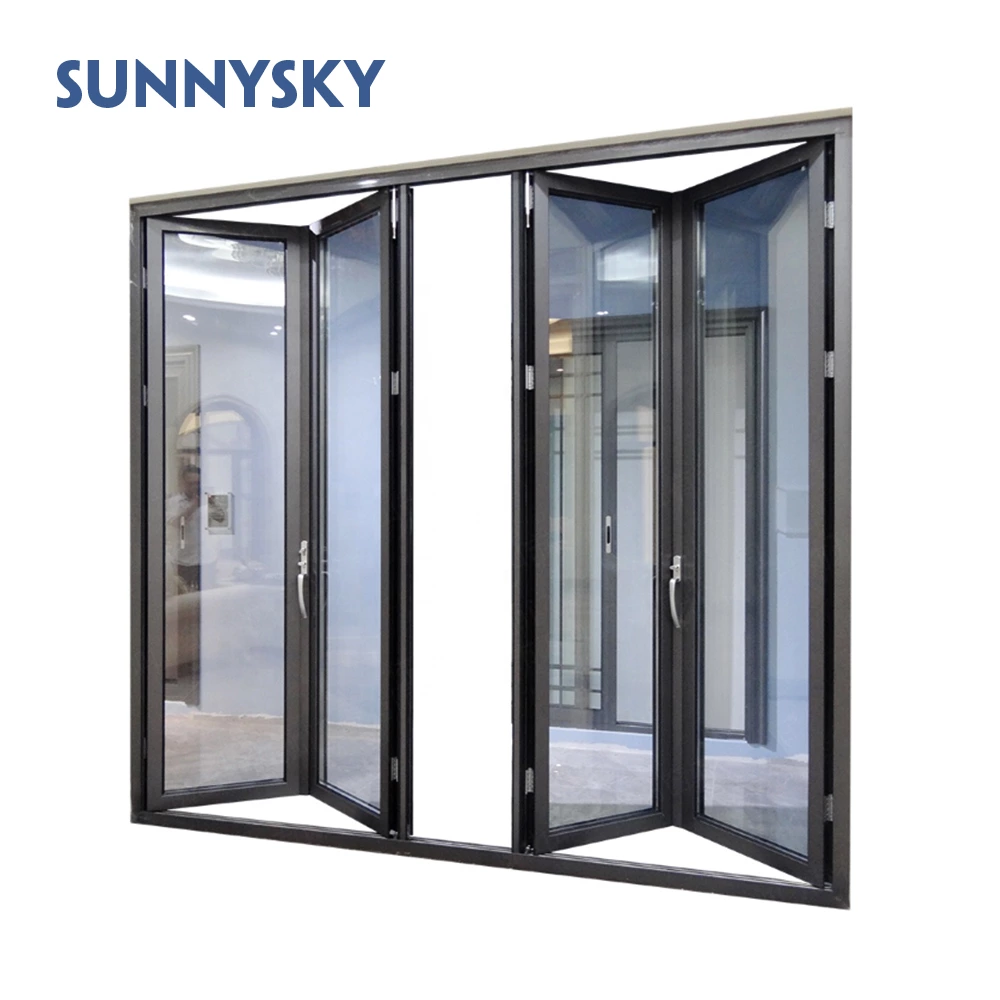 Standard Villa Balcony Quiet exterior Aluminum Folding Glass Door Glass Bifold Door