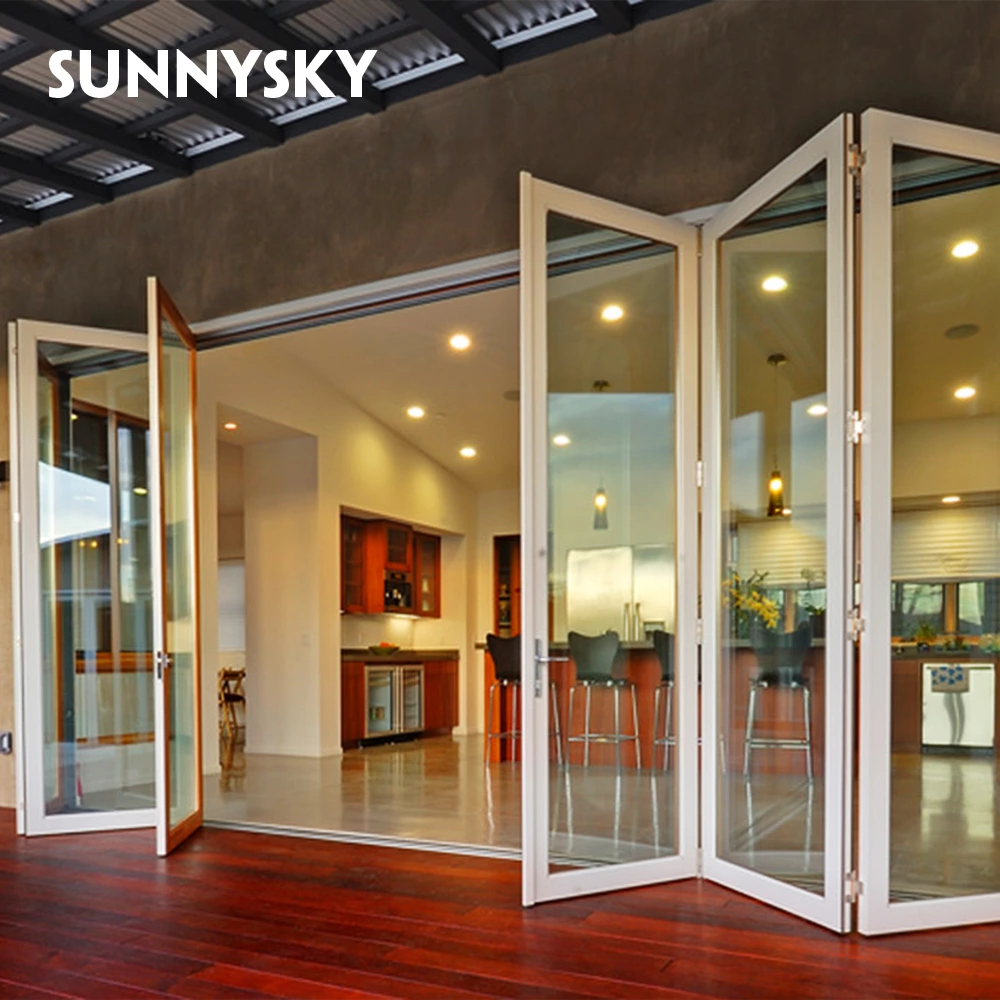 Superwu Australian Standard Aluminum Exterior Wall Glass Folding Door