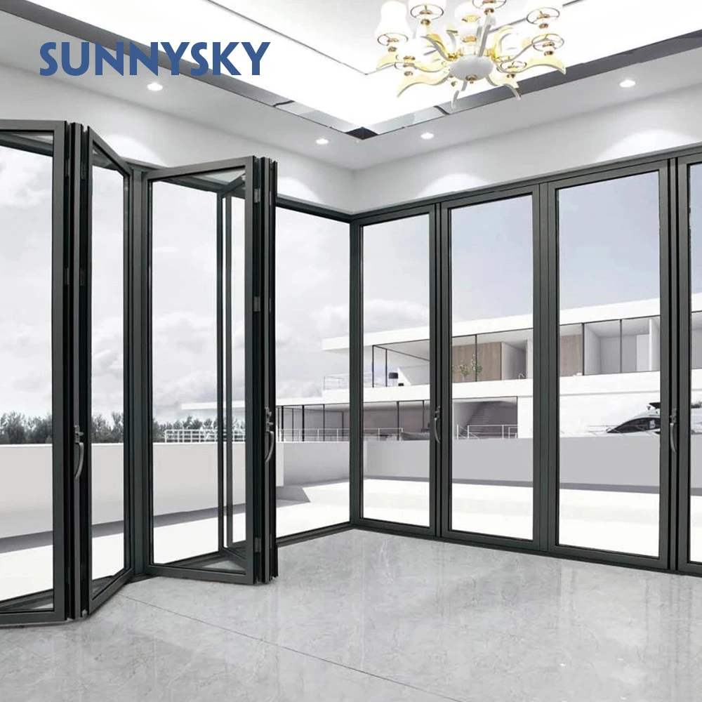 Aluminum Glass Sliding Bi Folding Doors And Windows Horizontal Folding Door