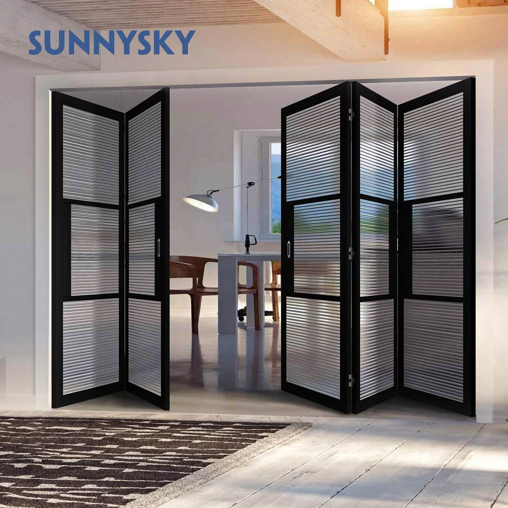 Custom Folding Door Shock Resistant Storm Door Tempered Glass Folding Partition Villa Door