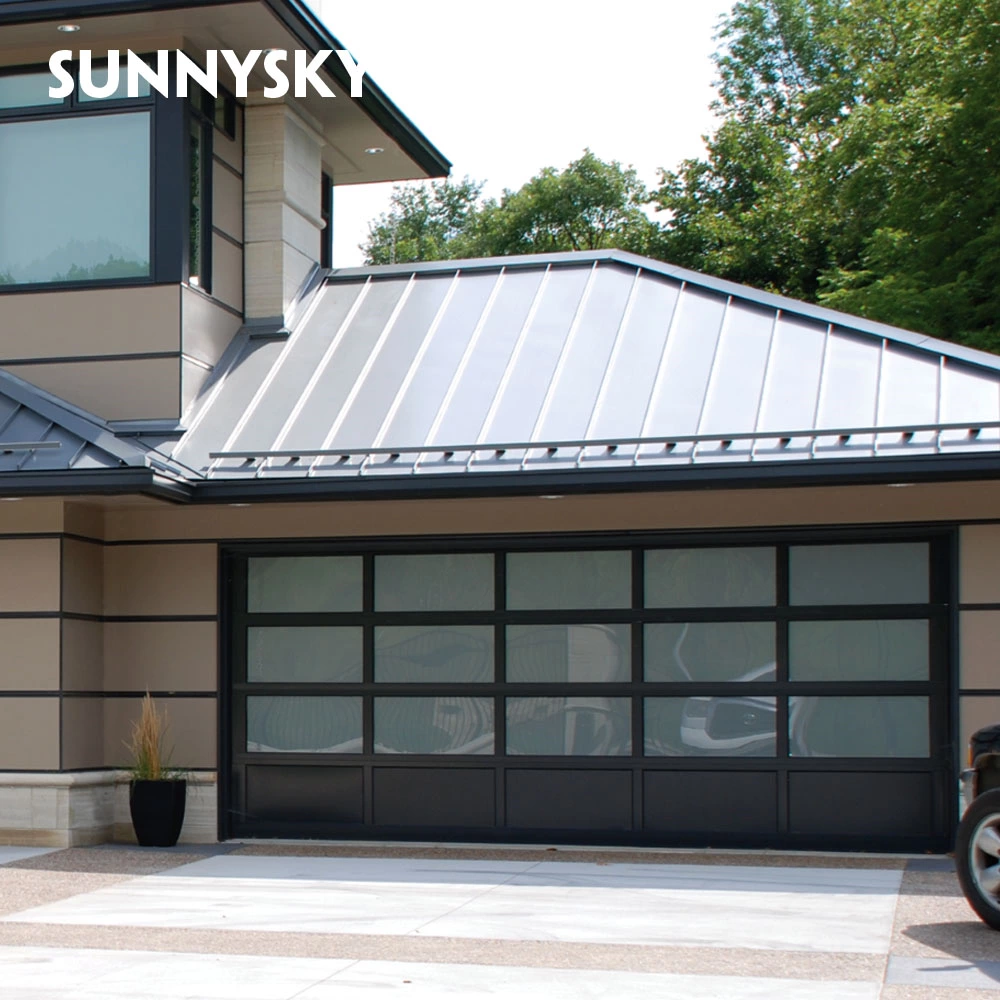 wooden double sections garage door with chain