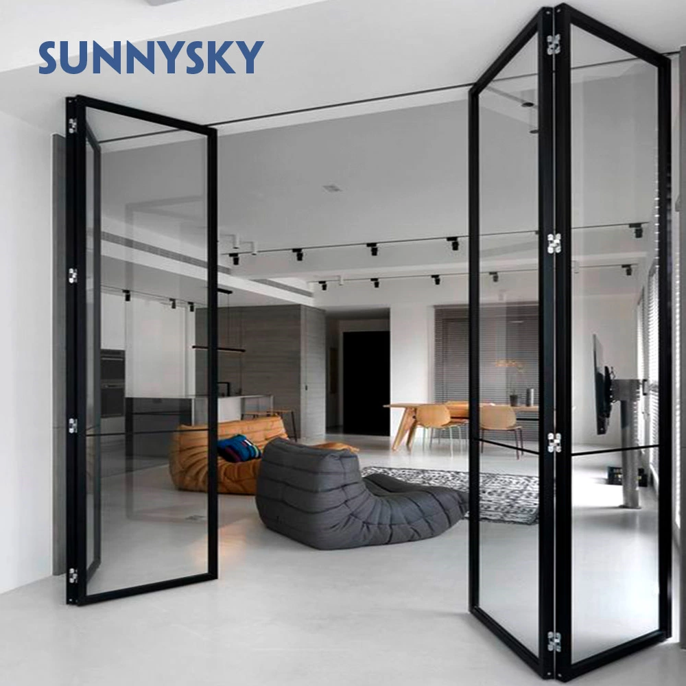 High quality new exterior patio sliding double folding aluminum glass folding door interior