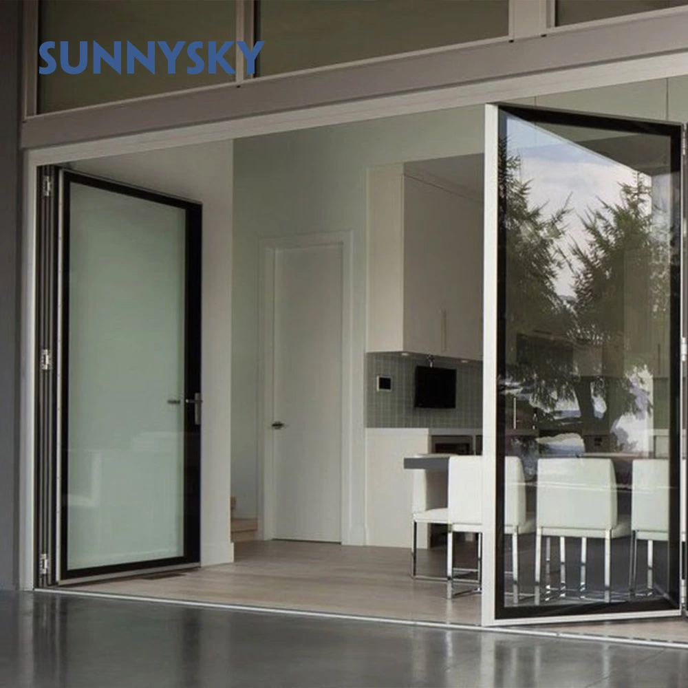 Latest Modern Design Soundproof Removable Glass Door Bifold Door Frameless Folding Glass Patio Door