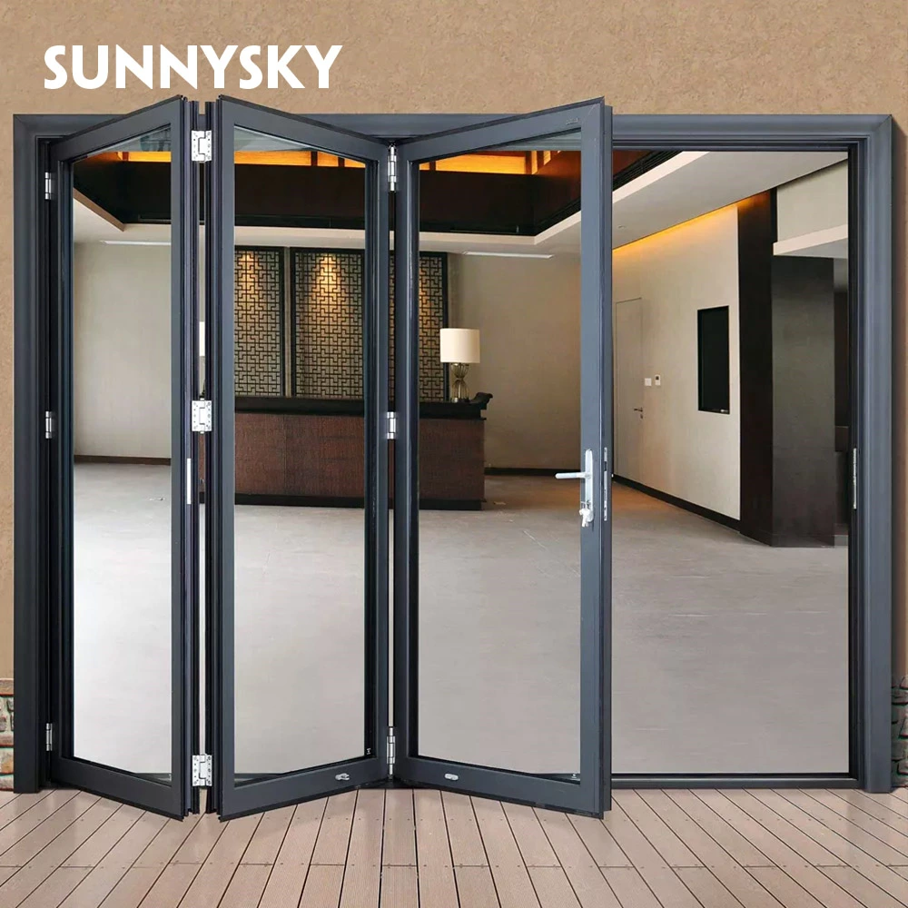 NFRC Standard Folding Open Aluminum Aluminum Glass Bi-Folding Door