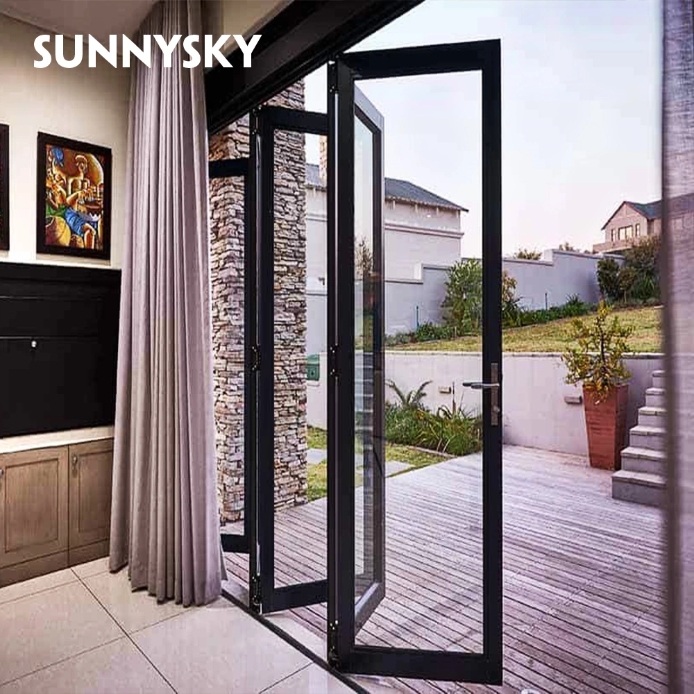 Windproof Exterior Bi-Folding Doors Aluminum Patio Bi-Folding Doors Accordion Folding Glass Doors