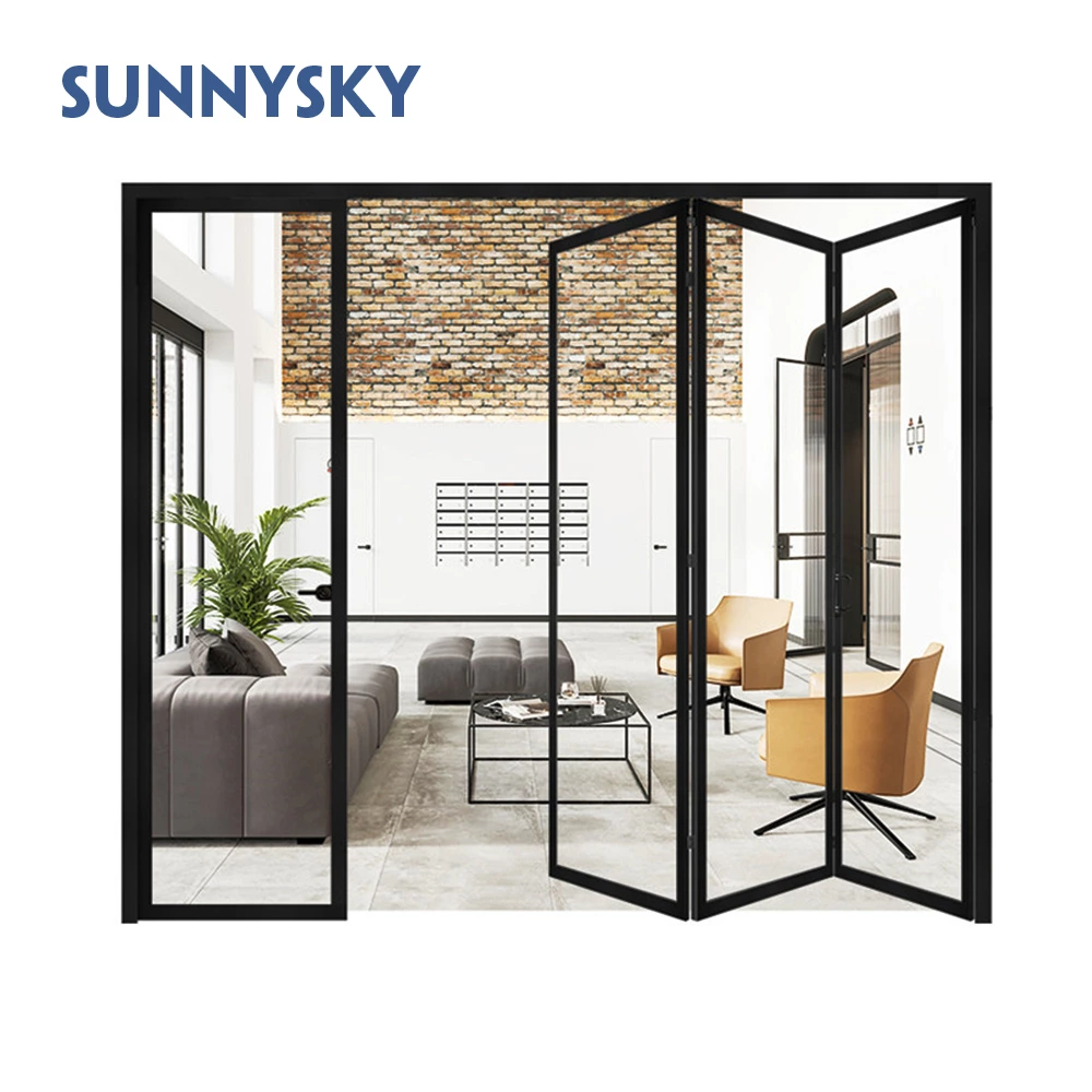 Aluminum alloy sliding door outdoor terrace balcony sliding folding patio glass door aluminum alloy glass folding door