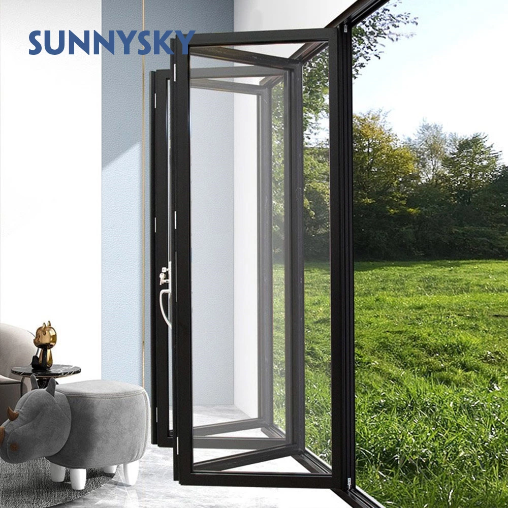 Popular Thermal Insulation Aluminium Window Sound Insulation Double Glazed Heavy Duty Bi-Folding Door