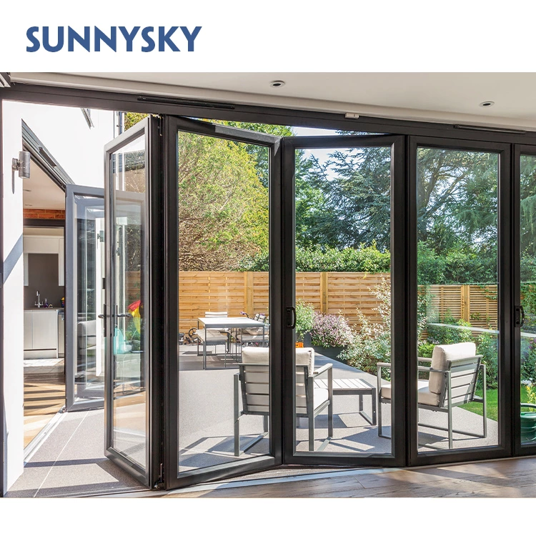 Bi-folding door aluminum folding courtyard aluminum-aluminum glass bi-folding door