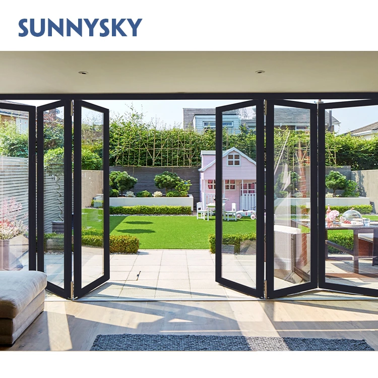 Customized aluminum glass folding door / automatic sliding folding door