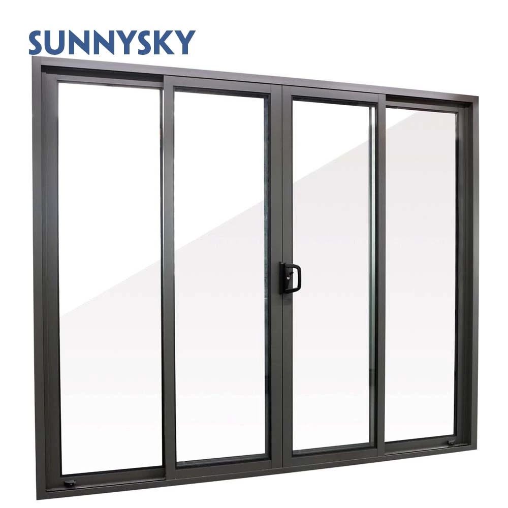 European style interior sliding glass door soft close balcony office kitchen bedroom black slim frame aluminum glass door window