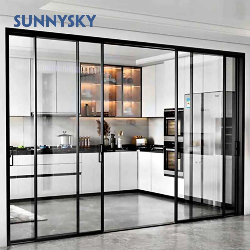 aluminium slide door soundproof storefront automatic sliding glass door system