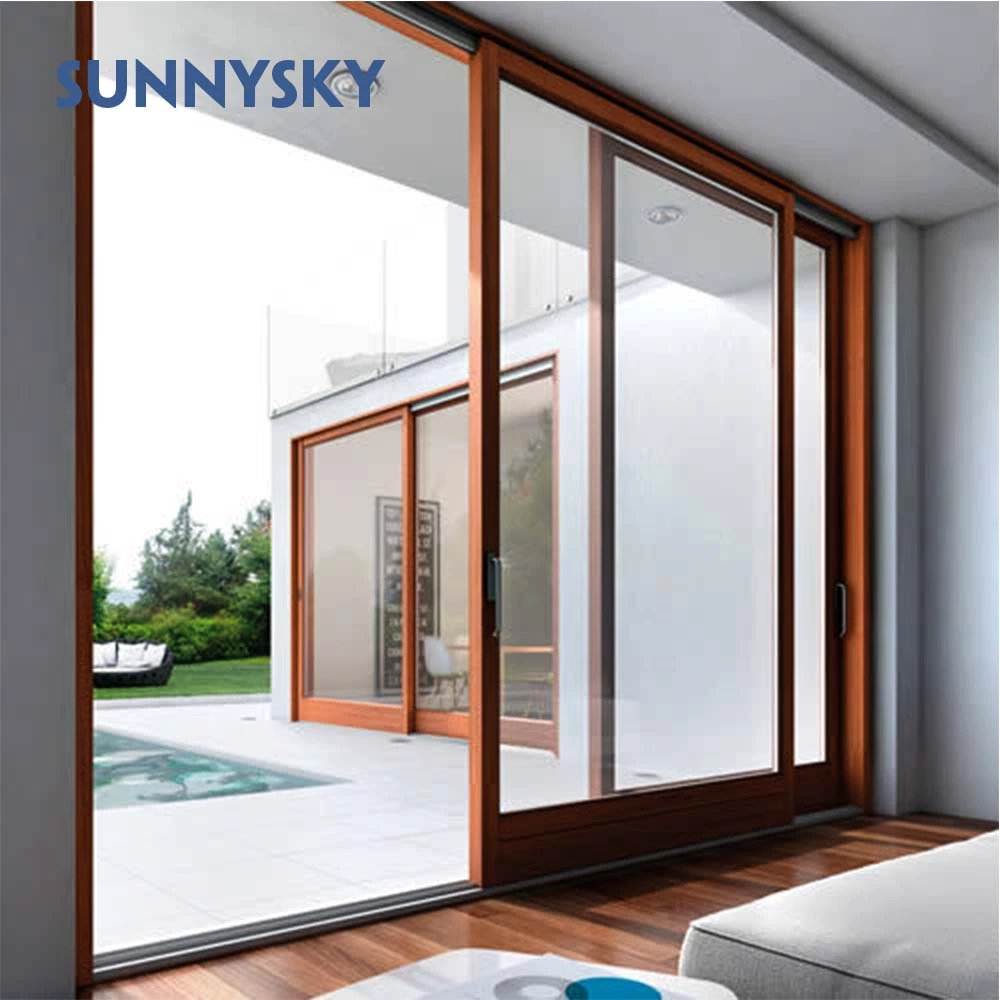 Windproof and waterproof new architectural aluminum alloy double glass sliding door exterior wall design door