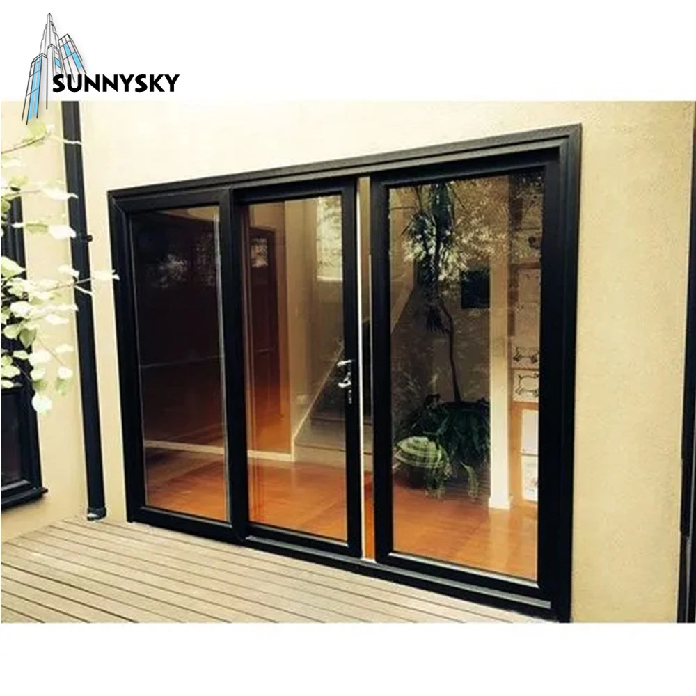 Aluminium double tempered glass sliding doors high quality energy efficient sliding door