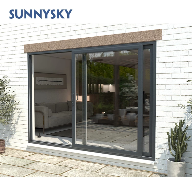 exterior insulated Thermal Break Double Large Glass aluminum glass sliding door