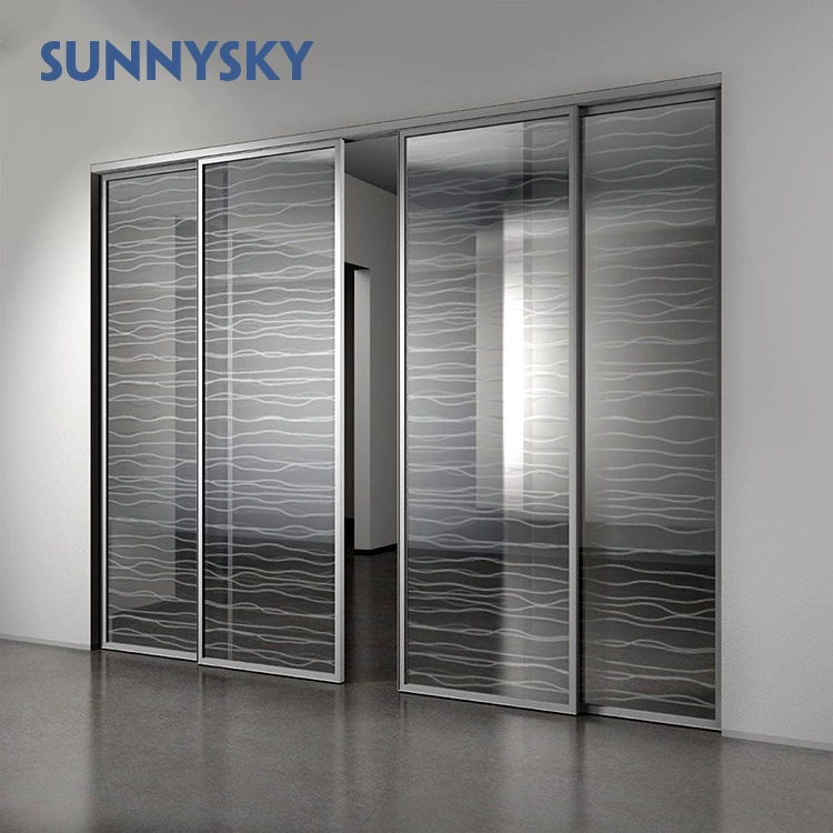 Customized house sliding door double tempered glass aluminum interior noiseless sliding door