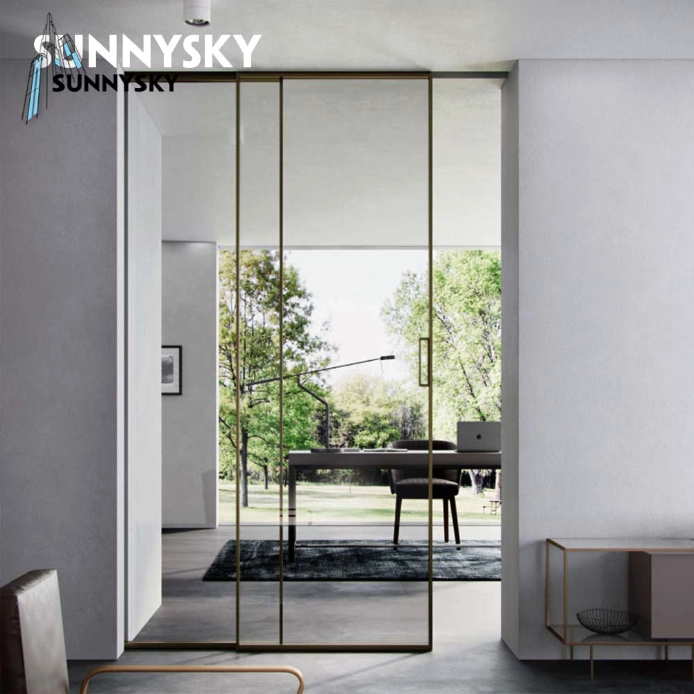 Frameless Aluminum Interior Silent Sliding Door Entrance Glass Door