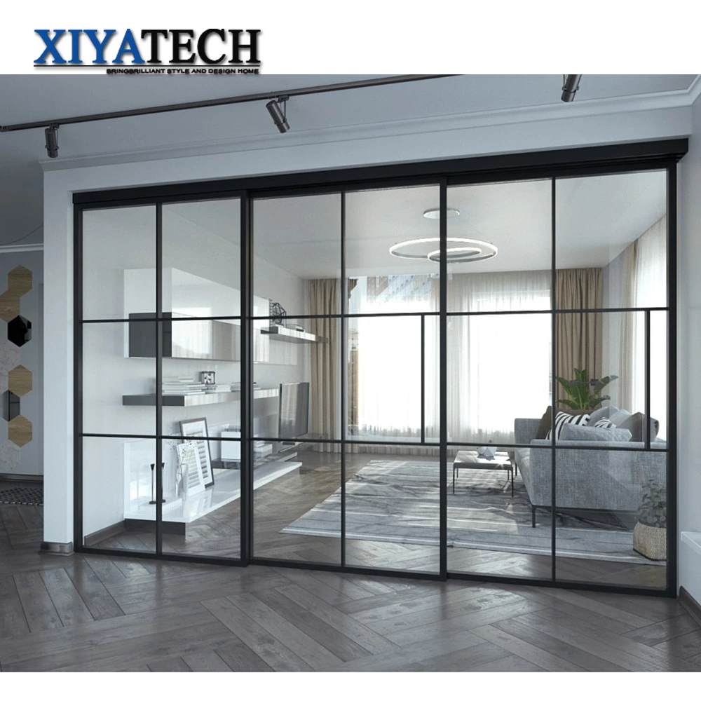 modern style High quality aluminum sliding door automatic aluminum glass door for offices