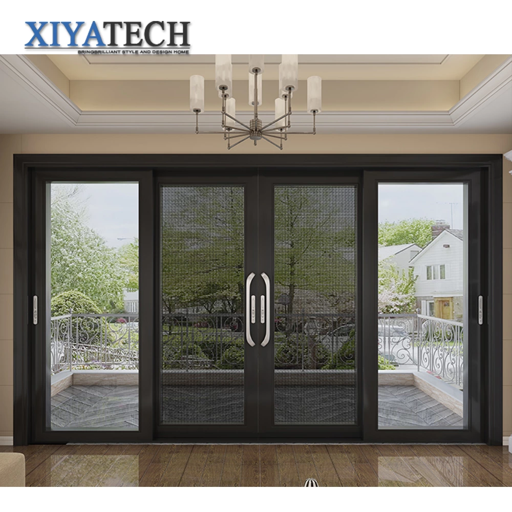 Aluminum double glass sliding folding glass door for outdoor sliding glass door