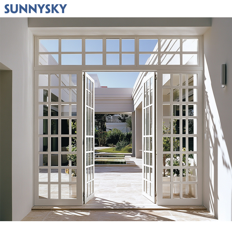 Modern Hot Sale Extremely Austere Style French white Door Extremely Narrow Glass Aluminum Casement Door Design