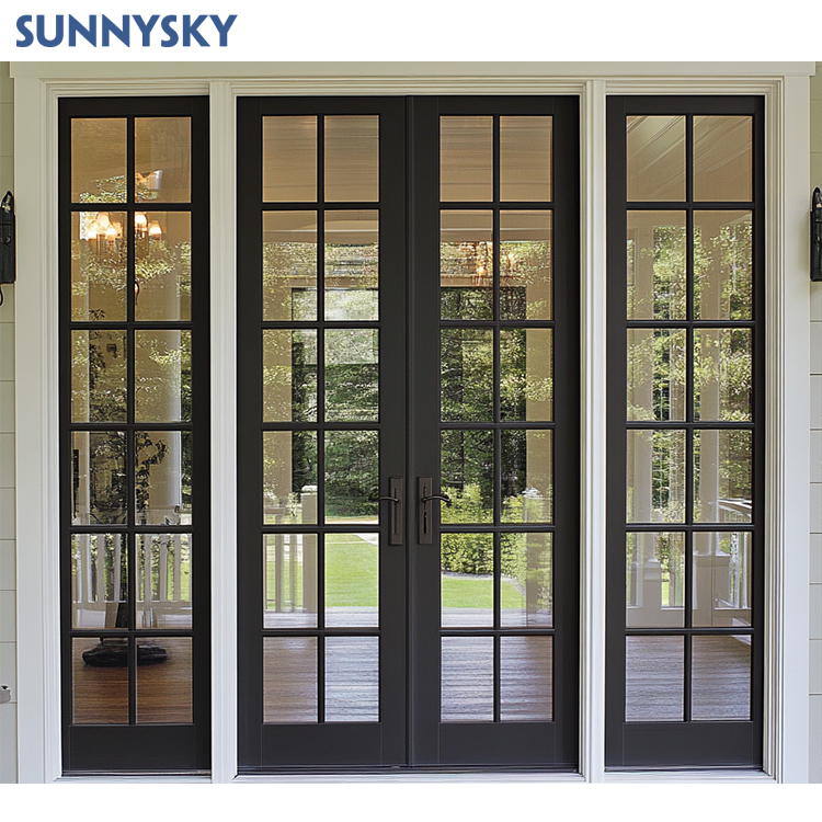 Modern Hot Sale Extremely Austere Style French white Door Extremely Narrow Glass Aluminum Casement Door Design