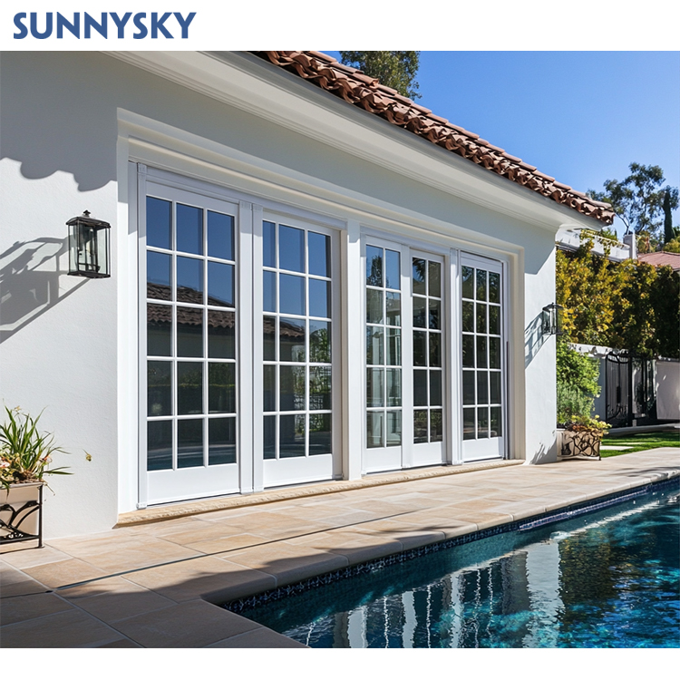 American Exterior Modern Aluminum Glass Doors Kitchen Double Glazed Glass Front Residential French Doors