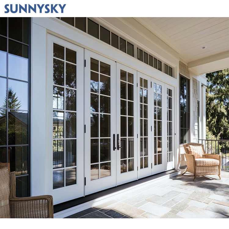 American Exterior Modern Aluminum Glass Doors Kitchen Double Glazed Glass Front Residential French Doors