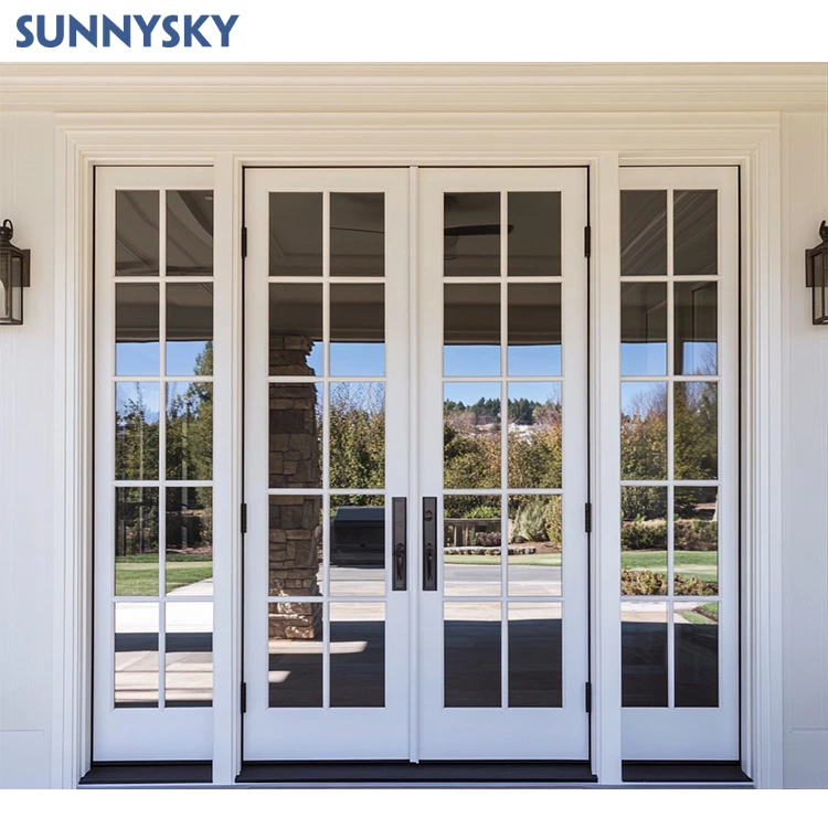 Security Entry Hurricane Impact Patio Door LowE Glass French Anti-Theft Exterior Aluminum Double Sliding Door For Villa