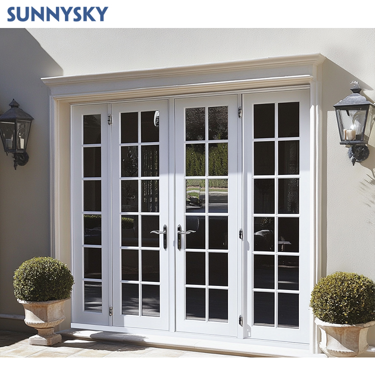 American Exterior Modern Aluminum Glass Doors Kitchen Double Glazed Glass Front Residential French Doors