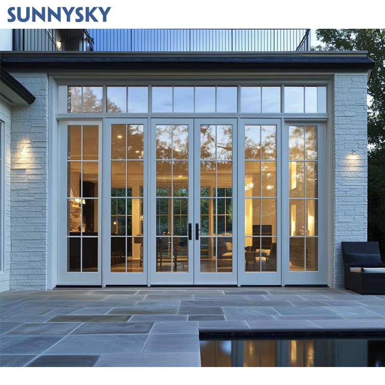Modern Hot Sale Extremely Austere Style French white Door Extremely Narrow Glass Aluminum Casement Door Design