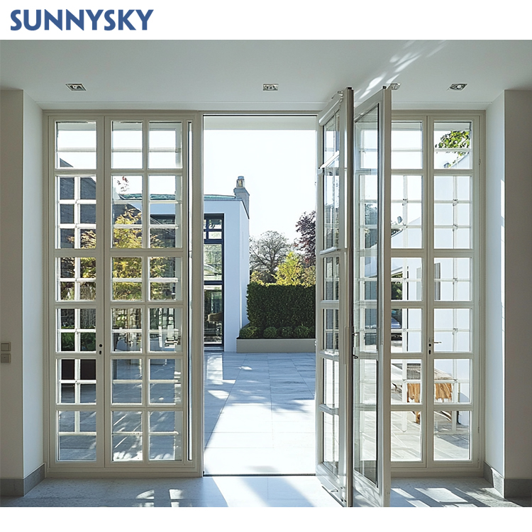 Security Entry Hurricane Impact Patio Door LowE Glass French Anti-Theft Exterior Aluminum Double Sliding Door For Villa