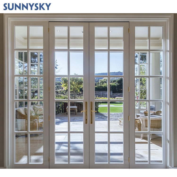 Modern Hot Sale Extremely Austere Style French white Door Extremely Narrow Glass Aluminum Casement Door Design