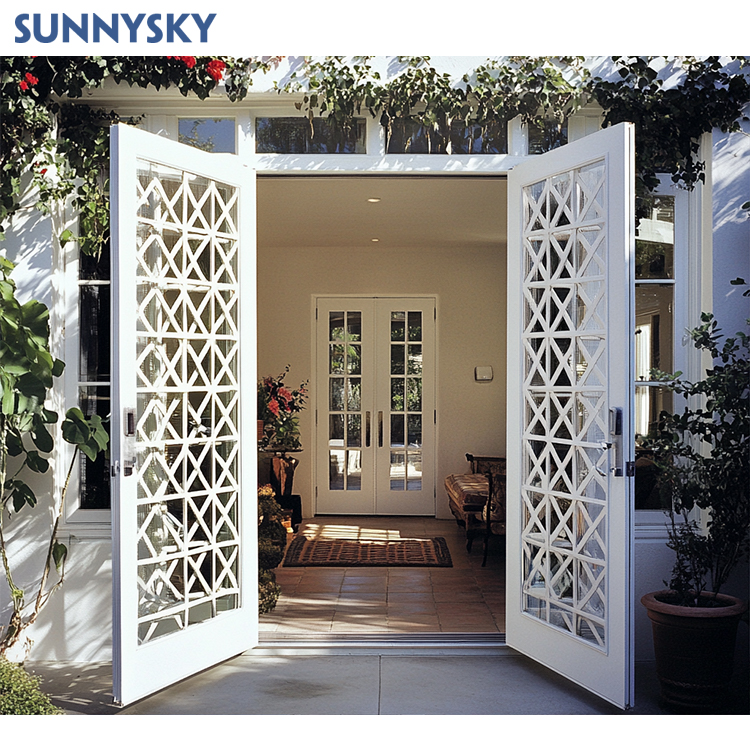 American Exterior Modern Aluminum Glass Doors Kitchen Double Glazed Glass Front Residential French Doors