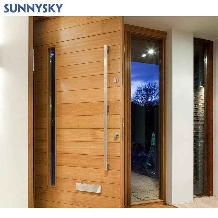 Sunnysky American Modern Design pivot door Black Aluminum pivot Doors Smart Lock Exterior Main Entry Entrance Door