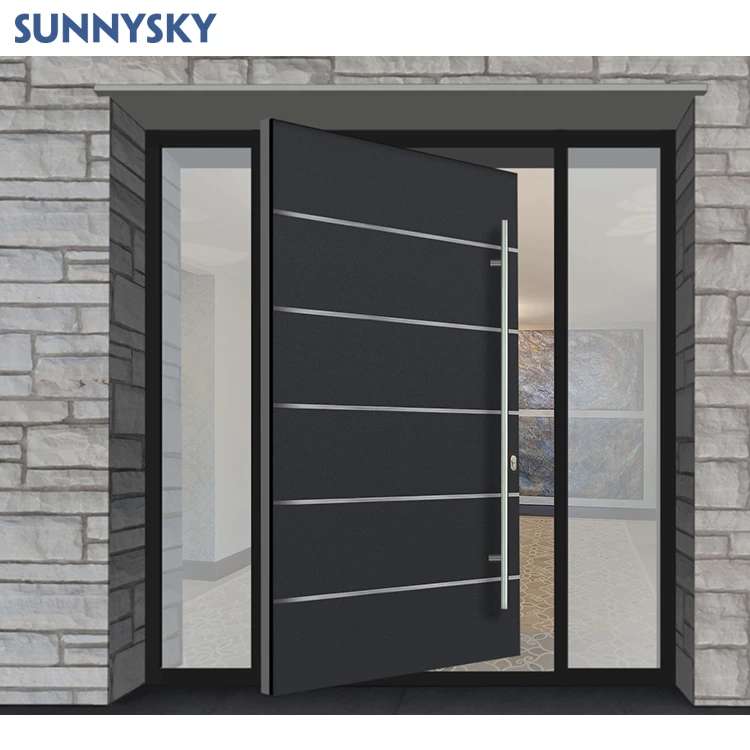 Sunnysky Custom modern exterior entrance to secure wooden pivot door