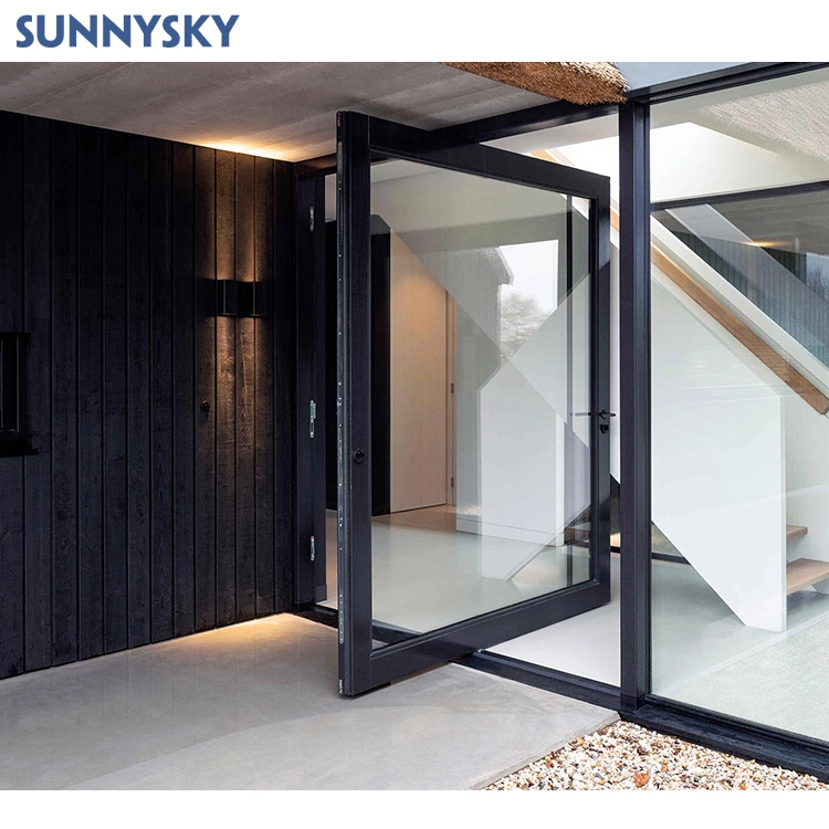 Sunnysky Modern Design Decorative Excellence Quality Pivot Door Entry Front Security Steel Doors