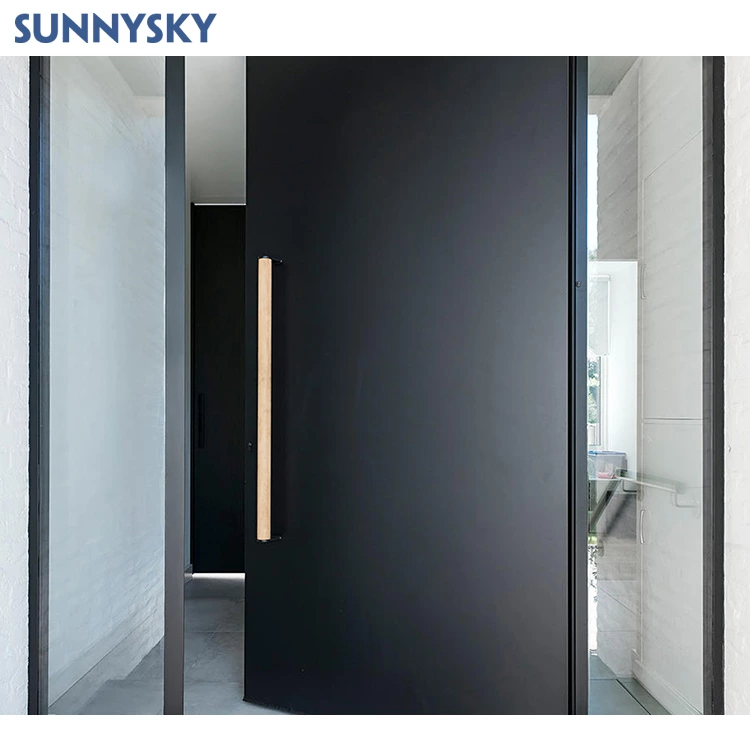 Sunnysky Double Steel Security Doors with Glass Entry for Home Villa or Hotel Iron Gate Design by Exterior Modern Design