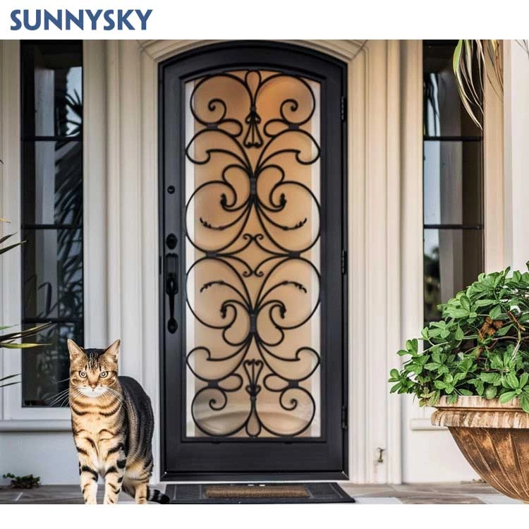 Sunnysky security wrought iron entry door exterior french wrought iron main door custom wrought iron front entry doors