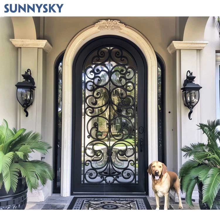 Sunnysky Wrought Iron Door Decorative Home Entry Modern Wrought Iron Screen Door Inserts Single Home Entry Wrought Iron Doors